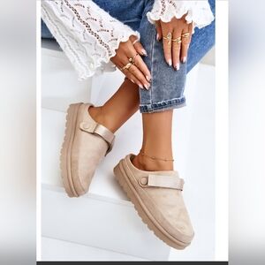 Anne Marca Band Strap Slip On Slippers Beige Size 7